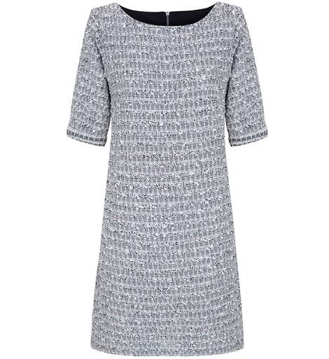 Vestido de tweed, tipo chanelesco, ideal para la Noche de Reyes