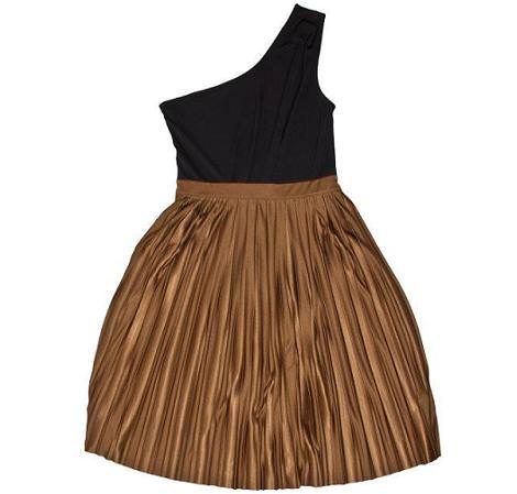 Vestido asimétrico con dorado, ideal para la Noche de Reyes