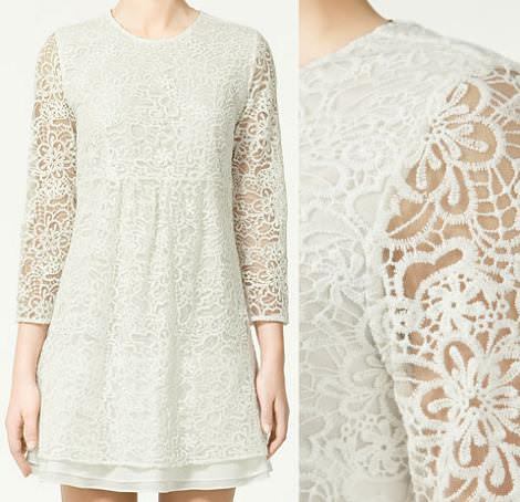 Vestido bordado de Zara