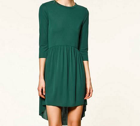 vestido asimetrico verde de zara trafaluc