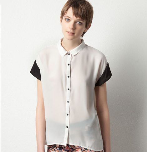 camisa bicolor de pull and bear